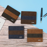 Dompet Uang Lipat Dua Tipis Hitam Trendy Vintage Merek Kustom Kartu Kredit Grosir