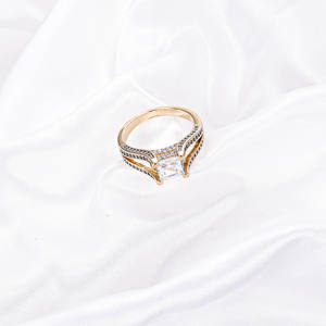 Bague de mariage en or blanc plaqué or 18 carats CM Jewelry Fashion, zircon, or laminé, anillo, coupe princesse, bague bicolore pour femme, cadeau - Product Image 3