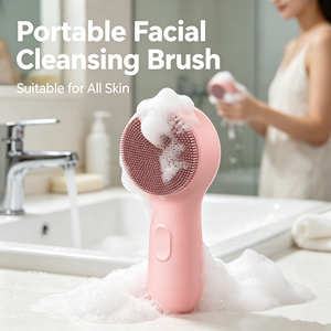 <span class=keywords><strong>Brosse</strong></span> <span class=keywords><strong>nettoyante</strong></span> faciale électrique vibrante en silicone étanche IPX7, nettoyeur de pores profond chauffant rechargeable, outil de beauté pour SPA - Product Image 1