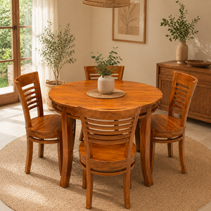 Traditional Eco-Friendly Wood Dining <b>Chair</b> <b>with</b> <b>Round</b> Seat and Slatted Back for Home or Hotel Use From Indonesia Supplier - Product Image 5