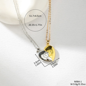 Heart Shaped Magnetic Clavicle Chain <b>Necklace</b> <b>Couple</b> Gift Romantic Jewelry Unisex Fashion Pendant Silver Gold Tone - Product Image 2