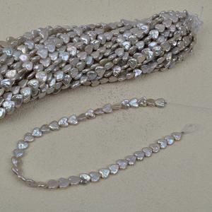 Natural 11-12mm Freshwater White Baroque <b>Heart</b>-Shape <b>Pearl</b> <b>Necklace</b> Semi-Finished Jewelry - Product Image 3