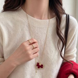 Red Velvet Pony <b>Necklace</b> For Women Zinc Alloy Animal Shape Daily Wear Gift Jewelry - Product Image 1