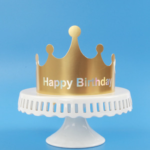 Vente en gros Chapeau joyeux anniversaire couronne dorée <span class=keywords><strong>Accessoires</strong></span> de décorations de fête pour enfants papier bon marché - Product Image 3