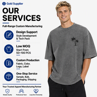 T-shirts Homme Personnalisés à Épaules Tombantes, Grammage Lourd, Prix Bas, Motif Palmier, Coupe Oversize, Vente en Gros, OEM ODM, Fournisseur Direct Usine