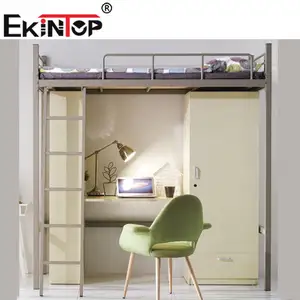 Ekintop 인기있는 저렴한 크리 에이 티브 대학 침실 더블 학생 침대 기숙사 싱글 벙커 이층 침대 연구 테이블