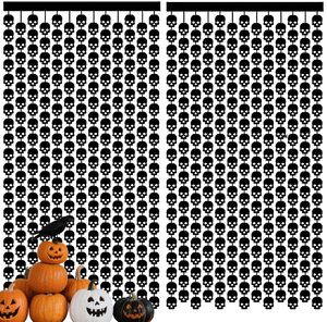 Cortina de flecos de aluminio con diseño de calabaza, fantasma y esqueleto para Halloween, decoración de fondo para fiestas y casas embrujadas - Product Image 3