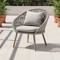 Chaise de salle à manger tissée pour patio extérieur empilable avec tissage en corde
