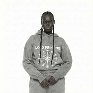 Sweat à capuche surdimensionné en coton français de haute qualité personnalisé 2026, impression 3D en relief, manches longues, pull, fabricants de vêtements - Product Image 2
