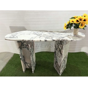 Mesa de consola moderna con diseño personalizado, mueble de mármol, base <span class=keywords><strong>trigle</strong></span>, forma irregular, con mármol y oro - Product Image 6