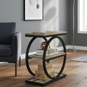 Factory Hot Sale Standing Type Three-Layer Modern Saving Durable Black Iron Multifunction Table <b>Rack</b> Balcony Living Room <b>Storage</b> - Product Image 3