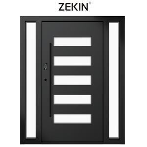 Porte d'entrée de sécurité moderne en aluminium ZEKIN DOOR pour maison, style design minimaliste pour appartements - Product Image 1