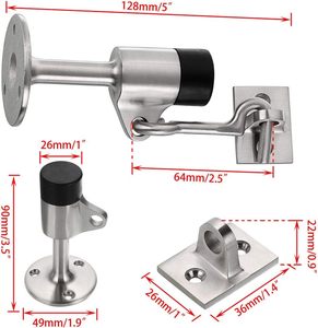 Tope de Puerta de Acero Inoxidable 304 de Alta Resistencia, Montado en la Pared, Silencioso, con Gancho, para Hogar, Oficina, Hotel, Diseño Moderno, Plateado, <span class=keywords><strong>ECREW</strong></span> - Product Image 3
