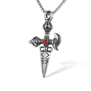 عقد من مصنع Dongguan من الفولاذ المقاوم للصدأ قلادة عتيقة على شكل سيف قلادة صليب أرثوذوكسي قوطي - Product Image 1