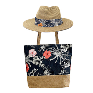 Maldiven Zomertas <span class=keywords><strong>N</strong></span> Hoed Bijpassende Bedrukte Reis Strand Vrouwen Handtas En Hoed Sets - Product Image 6