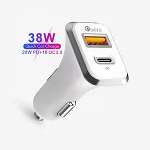 Universal 38W Car Usb Plug in Chargers QC 3.0 Quick Charge Adapter PD 20W Mobile Phone Charger For Cars