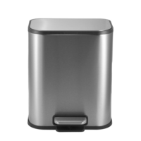 Poubelle à pédale rectangulaire à fermeture en douceur 5L seau de stockage en acier inoxydable pour déchets ménagers