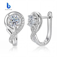 Feiner Schmuck 14K Gold Luxus Infinity Creolen 1CT Laborgezüchteter Diamant IGI-Zertifiziert für Damen Mädchen Diamantohrringe