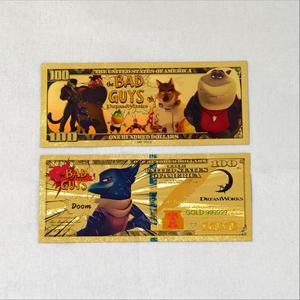Lot de 8 billets de banque en feuille d'or <span class=keywords><strong>Bad</strong></span> Guys, style 100$, carte de collection de dessin animé, souvenir, cadeau - Product Image 3