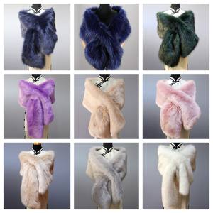 Hiver Multicolore Mariage Mariage Châles Chaud Cape Echarpe Femmes Manteaux Robe de Soirée Imitation Raton Laveur <span class=keywords><strong>Fourrure</strong></span> de Renard Châle Cou Echarpe - Product Image 5