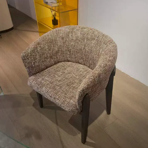 Chaise de salle à manger en bois massif de hêtre épaissi, style minimaliste de luxe, avec accoudoirs en tissu, pour la maison, la cuisine, le restaurant, l'hôtel, la salle de réunion - Product Image 4