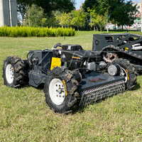 Mesin pemotong rumput Remote Control bensin Robot kemiringan RC untuk penggunaan di taman mesin pemotong rumput tanpa kabel