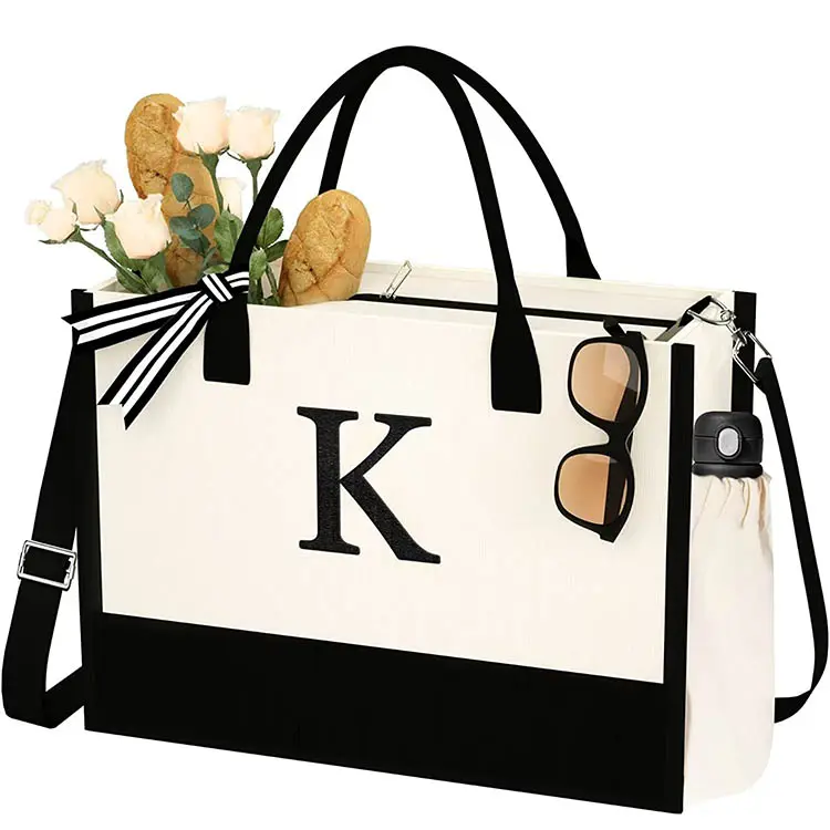 16oz Personalized Gifts for Women canvas tote bag with pocket and zipper purses and handbags wholesale beach tote bags