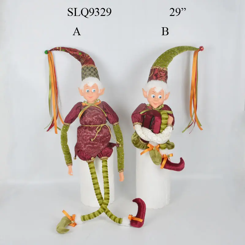 חמוד חג המולד בובת חג המולד Elf צעצוע בפלאש elf עם ארוך רגליים גמישות