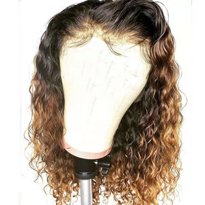 Perruques Full Lace wig brésiliennes naturelles, cheveux vierges bouclés, sans colle, pre-plucked, ombré T1B/30, pour femmes - Product Image 3