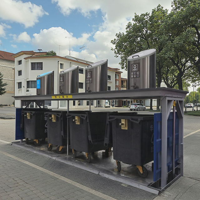 Custom Large Capacity Smart Automatic Sensor Garbage Sorting Bin Outdoor Adjustable Lifting Platform Waste Treatment Machinery