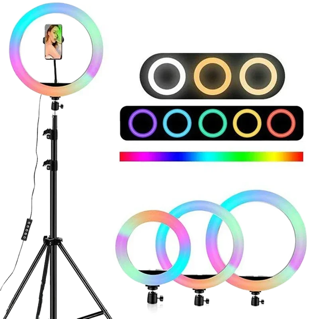 Portable 16-Inch Selfie Fill LED Ring Light Soft Video Makeup 3200-5500K Wire Control USB-Powered 45W Photographic Lighting