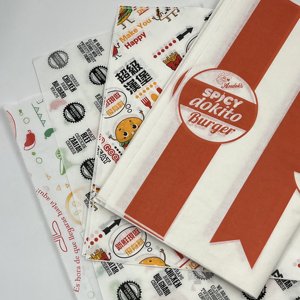 Papier alimentaire résistant à la graisse avec impression personnalisée pour l'emballage des hamburgers - Product Image 1