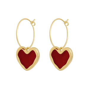 Vintage <b>Red</b> Love Heart <b>Earrings</b> for Women Gold Color Metal Love Heart Hanging Dangle <b>Earring</b> Women's Jewelry Gifts - Product Image 6