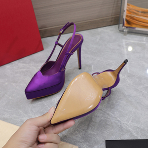 Sandales à talons hauts en cuir véritable de luxe pour femmes, talons aiguilles en satin, sandales décontractées à talons hauts - Product Image 6