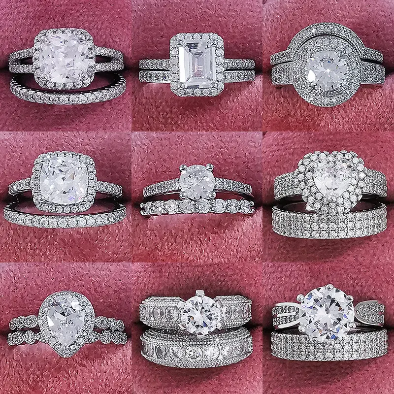 Couple Diamond Minimalist Jewelry copper Zircon Rings 18K Gold Ring Woman Wedding ring