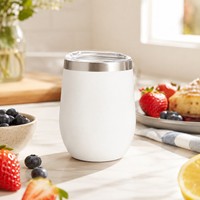 Gobelet isotherme à double paroi en forme d'œuf de 12 oz avec couvercle, personnalisable avec logo, en acier inoxydable, pour vin et boissons