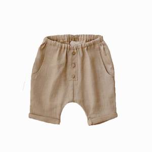 <span class=keywords><strong>Pantaloni</strong></span> corti per bambini in cotone di <span class=keywords><strong>lino</strong></span> estivo con tasca laterale sul polsino arrotolato - Product Image 1