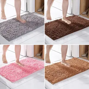 Effen Kleur Microfiber Chenille Badkamer Tapijt Dikker Shaggy Badmat Antislip Water Absorberende Badvloermatten