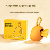 Support de sacs à déjections canines en silicone en forme de mangue, distributeur de sacs à déchets rechargeable avec mousqueton, accessoire de laisse pour animaux de compagnie pour la promenade en extérieur