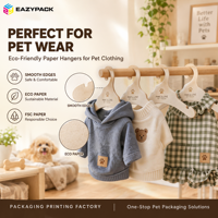 Cintre en carton kraft pour vêtements pour animaux de compagnie, avec logo personnalisé, pour l'affichage de vêtements pour chiens et chats de marque