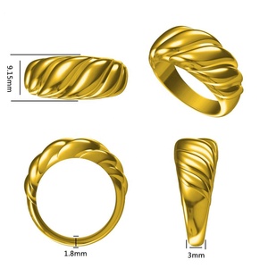 Anello da donna a cupola con cornetto inciso in oro placcato in argento sterling 925 di design personalizzato - Product Image 1