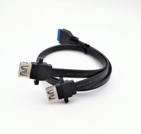 Placa base de 30cm, 20 pines a doble USB3.0, Cable de extensión de datos hembra con orificio de tornillo, Cable de datos de chasis de Panel frontal IDE 20p