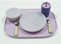 Vaisselle pour tout-petits en silicone de qualité alimentaire, base magnétique, ensemble d'alimentation pour bébé, ustensiles, assiette à compartiments, bol, tasse à paille avec couvercles de rangement