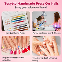 Uñas postizas de acrílico de calidad profesional, estilo stiletto mariposa, cobertura completa, con pegamento, diseño de lujo pintado a mano, uñas con logo personalizado.