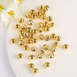 Lisheng Jewelry 18K Gold Plated Round Beads 6mm <b>Spacer</b> Beads For DIY Jewelry Making Bracelets Necklaces Accessories - Product Image 1
