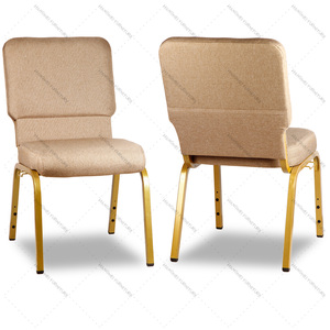 Chaise d'évêque en métal doré de haute qualité, entrelacée, avec revêtement en tissu et plastique, pour <span class=keywords><strong>l</strong></span>'église, la salle <span class=keywords><strong>à</strong></span> manger et le salon - Product Image 1