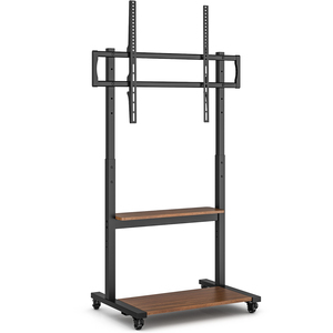 Chariot <span class=keywords><strong>TV</strong></span> mobile réglable <span class=keywords><strong>en</strong></span> hauteur avec roulettes et gestion des câbles, couleur noyer noir, meubles de salon - Product Image 1