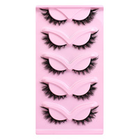 Lot de 5 paires de faux cils en fourrure de vison 3D volumineux et spectaculaires, effet recourbé en une seule étape, design incliné style renard, vente en gros