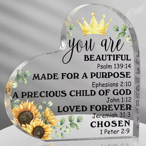 Plaque en acrylique personnalisée en forme de cœur créative, souvenir pour maman, <span class=keywords><strong>d</strong></span>écoration de bureau, cadeau de Noël - Product Image 1