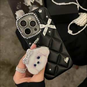 Funda de lujo con estilo con purpurina de diamantes para iPhone 15 Pro Max 16 12 13 15 Cute Puppy Dog Grip <span class=keywords><strong>Tok</strong></span> Stand Holder Trending Phone Cover - Product Image 2